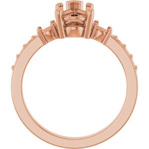 10K Rose Gold 10x6 mm Pear Ring Mounting – image 4