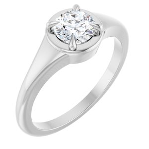 18K White Gold 5.5 mm Round Ring Mounting