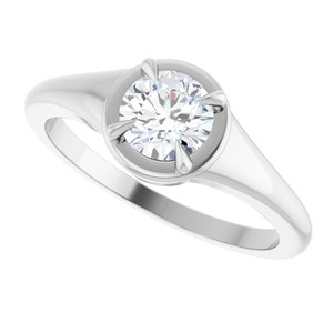 18K White Gold 5.5 mm Round Ring Mounting – image 8