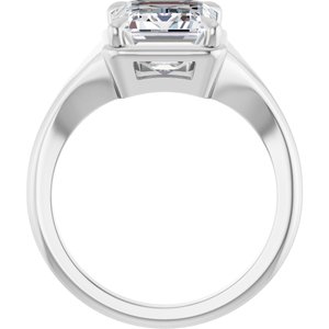 10K White Gold 10x8 mm Emerald Ring Mounting – image 3