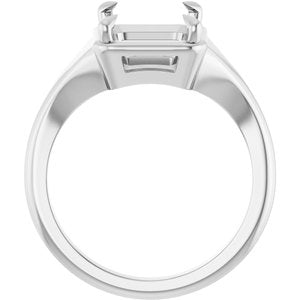 18K White Gold 10x8 mm Emerald Ring Mounting – image 4