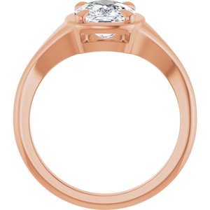 18K Rose Gold 9x7 mm Elongated Cushion Ring Mounting – image 3