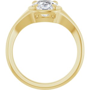 18K Yellow Gold 9x7 mm Elongated Cushion Ring Mounting – image 3