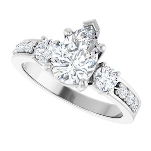 14K White Gold 9x6 mm Pear Ring Mounting – image 8