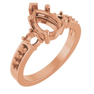 14K Rose Gold 9x6 mm Pear Ring Mounting – image 2