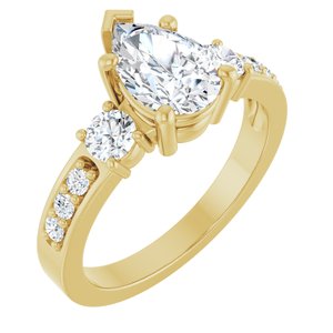 10K Yellow Gold 9x6 mm Pear Ring Mounting