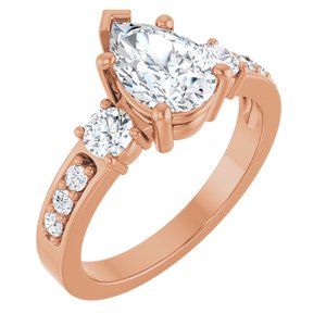 18K Rose Gold 9x6 mm Pear Ring Mounting