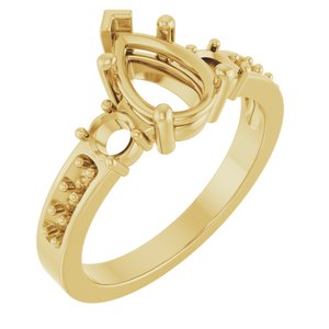 14K Yellow Gold 9x6 mm Pear Ring Mounting – image 2