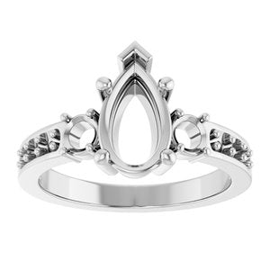 10K White Gold 10x6 mm Pear Ring Mounting – image 6