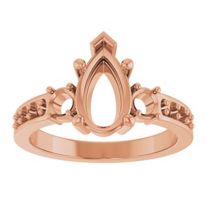 10K Rose Gold 10x6 mm Pear Ring Mounting – image 6