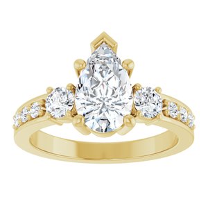 18K Yellow Gold 10x6 mm Pear Ring Mounting – image 5
