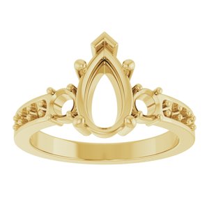 18K Yellow Gold 10x6 mm Pear Ring Mounting – image 6