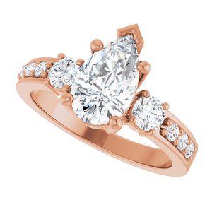 18K Rose Gold 10x6 mm Pear Ring Mounting – image 8