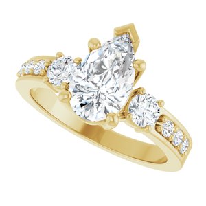 18K Yellow Gold 10x6 mm Pear Ring Mounting – image 8