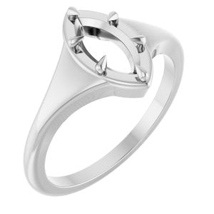 14K X1 White Gold 9x4.5 mm Marquise Ring Mounting – image 2