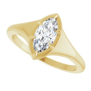 14K Yellow Gold 9x4.5 mm Marquise Ring Mounting – image 8