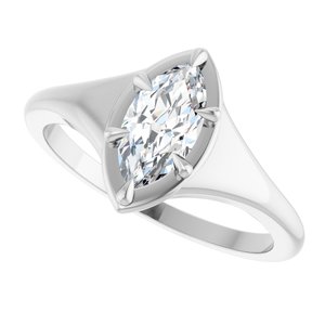 18K White Gold 9x4.5 mm Marquise Ring Mounting – image 8