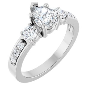 10K White Gold 7x5 mm Pear Ring Mounting