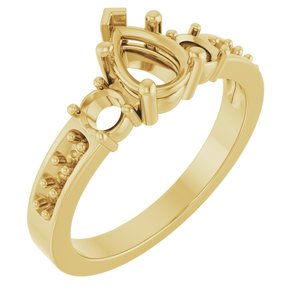 14K Yellow Gold 7x5 mm Pear Ring Mounting – image 2