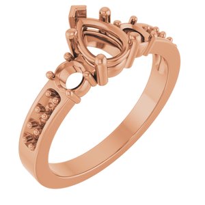 18K Rose Gold 7x5 mm Pear Ring Mounting – image 2