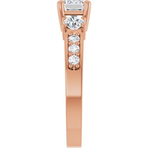 14K Rose Gold 6.5x4.5 mm Emerald Ring Mounting – image 7