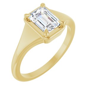 10K Yellow Gold 7x5 mm Emerald Ring Mounting