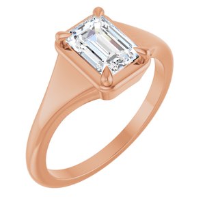 10K Rose Gold 7x5 mm Emerald Ring Mounting