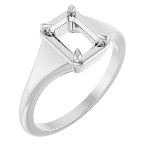 Sterling Silver 7x5 mm Emerald Ring Mounting – image 2
