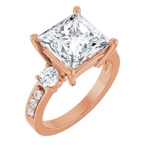 14K Rose Gold 9x9 mm Square Ring Mounting