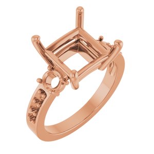 10K Rose Gold 9x9 mm Square Ring Mounting – image 2
