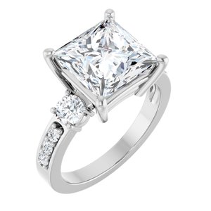 18K White Gold 9x9 mm Square Ring Mounting