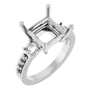 14K White Gold 9x9 mm Square Ring Mounting – image 2