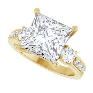 18K Yellow Gold 9x9 mm Square Ring Mounting – image 8
