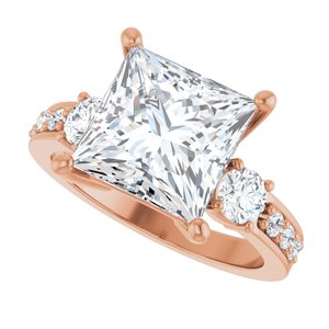14K Rose Gold 9x9 mm Square Ring Mounting – image 8