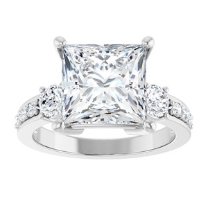 10K White Gold 9x9 mm Square Ring Mounting – image 5