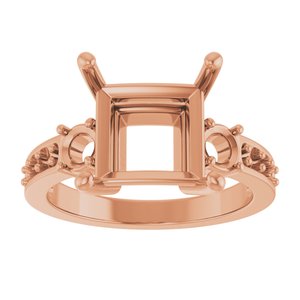 10K Rose Gold 9x9 mm Square Ring Mounting – image 6