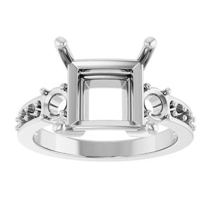 10K White Gold 9x9 mm Square Ring Mounting – image 6