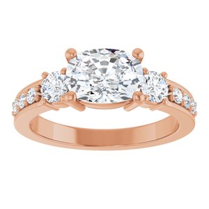 14K Rose Gold 8x6 mm Elongated Cushion Ring Mounting – image 5