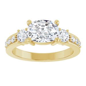 10K Yellow Gold 8x6 mm Elongated Cushion Ring Mounting – image 5