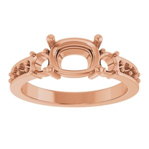 18K Rose Gold 8x6 mm Elongated Cushion Ring Mounting – image 6