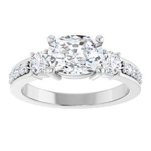 10K White Gold 8x6 mm Elongated Cushion Ring Mounting – image 5