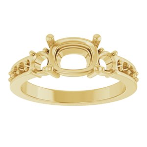 18K Yellow Gold 8x6 mm Elongated Cushion Ring Mounting – image 6