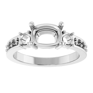 14K X1 White Gold 8x6 mm Elongated Cushion Ring Mounting – image 6