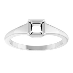 14K White Gold 3.5x3.5 mm Square Ring Mounting – image 6