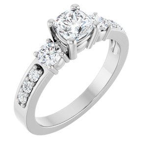 Sterling Silver 5x5 mm Cushion Ring Mounting