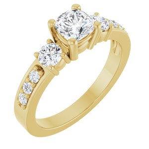 14K Yellow Gold 5x5 mm Cushion Ring Mounting