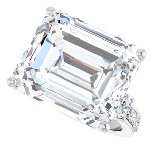 18K White Gold 15x13 mm Emerald Ring Mounting – image 8