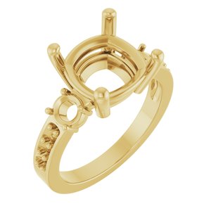 10K Yellow Gold 10x10 mm Cushion Ring Mounting – image 2