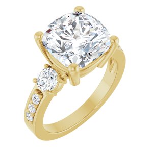10K Yellow Gold 10x10 mm Cushion Ring Mounting