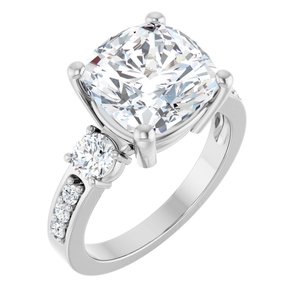 18K White Gold 10x10 mm Cushion Ring Mounting